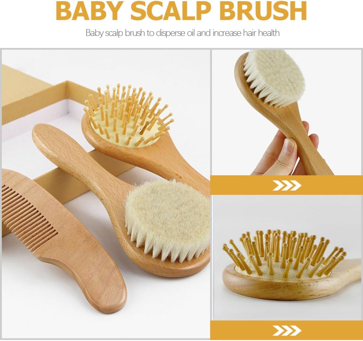 Elite Baby Grooming Kit: Premium Wooden Hair Brush Set for Infants