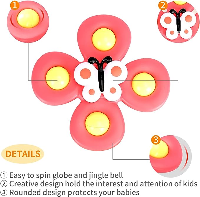 My Cute Baby Trio: Suction Spinner Tops – Ideal First Birthday & Bath Gift for Toddlers 1-3
