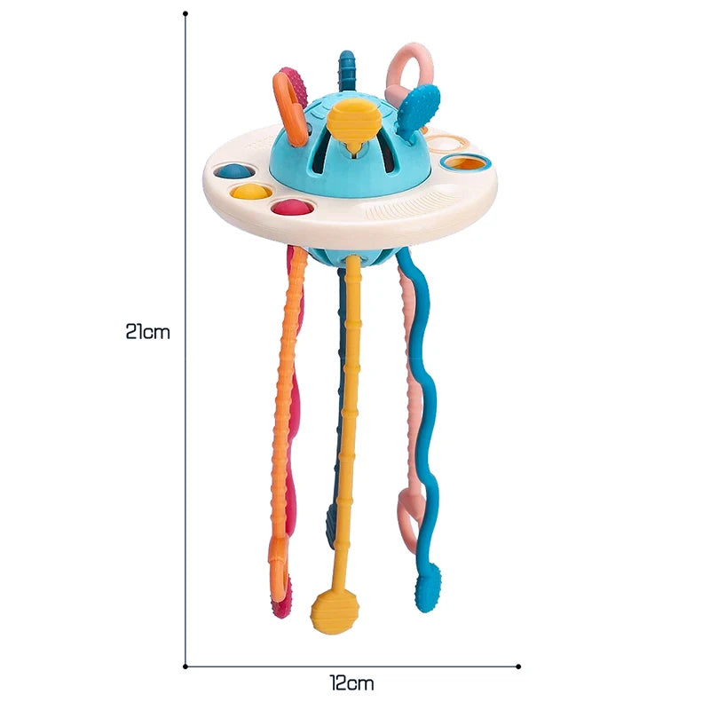 Alien Spaceship Montessori Pull Toy - Safe Silicone Sensory & Bath Toy for Babies & Toddlers