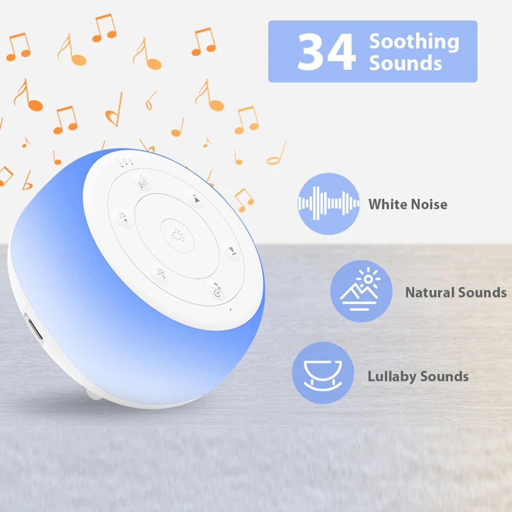 Ultimate Sleep Sound Machine - 25 Soothing Sounds, 7-Color Night Light, Adjustable Volume & Timers