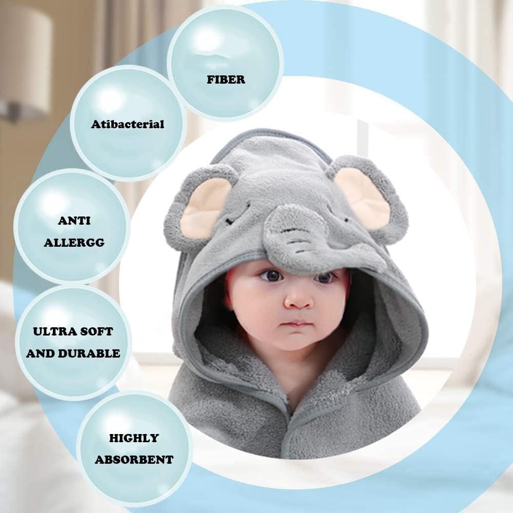 Elite Elephant Hooded Baby Towel - Ultra-Soft, Super Absorbent Bath Wrap for Infants