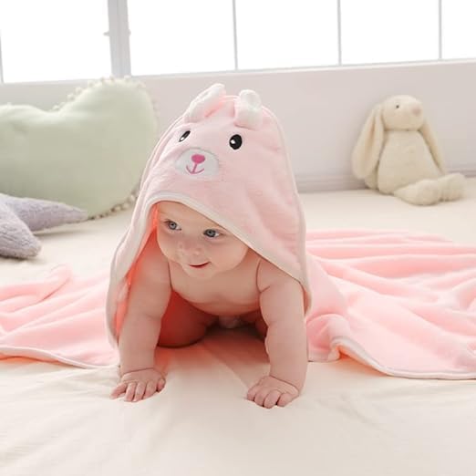 Elite Pink Cat Hooded Towel - Ultra-Soft & Absorbent Bath Wrap for Babies