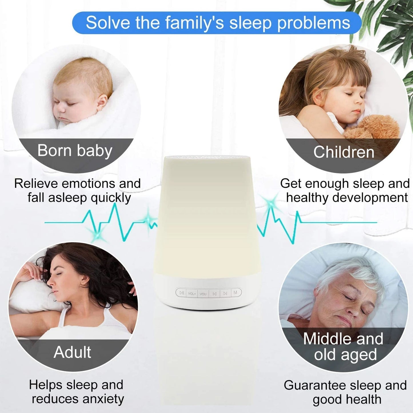 Ultimate Sleep Enhancer: Smart Sound Machine with 34 Soothing Sounds, Night Light, App Control & Custom Timer